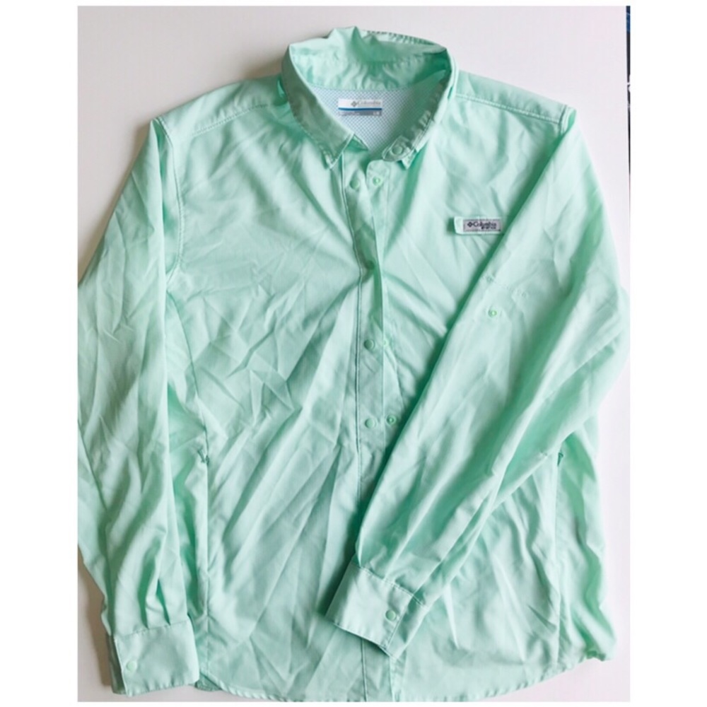 Columbia mint green light weight long sleeve shirt